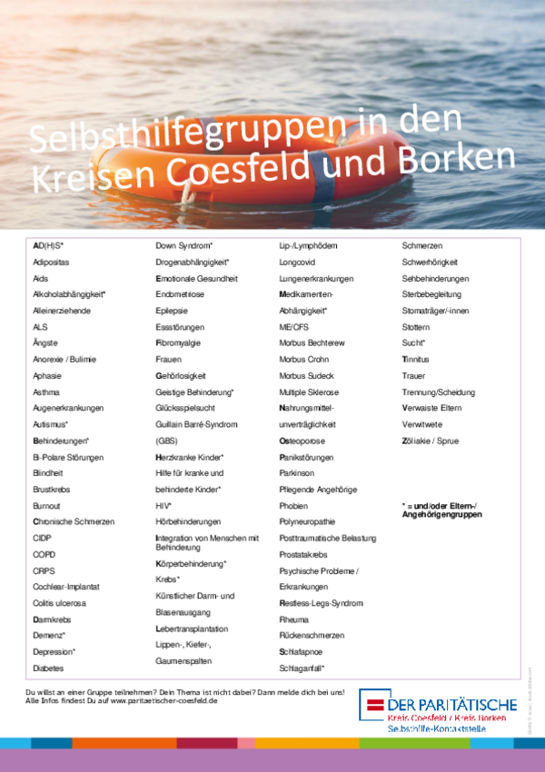Selbsthilfegruppen im Kreis Coesfeld und Borken